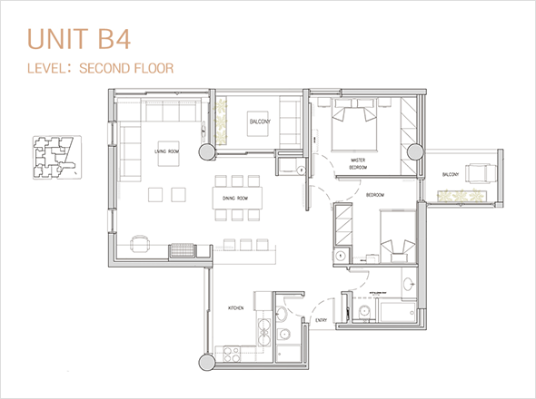 UNIT B4. LEVEL: SECOND FLOOR