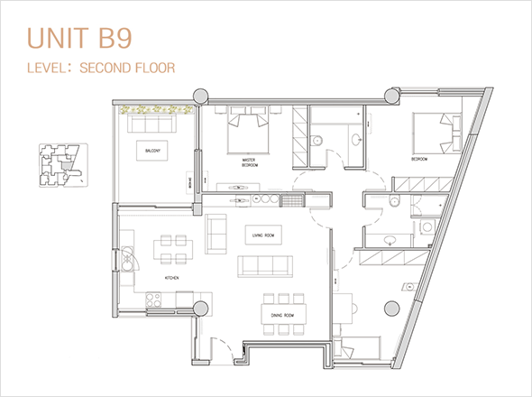 UNIT B9. LEVEL: SECOND FLOOR